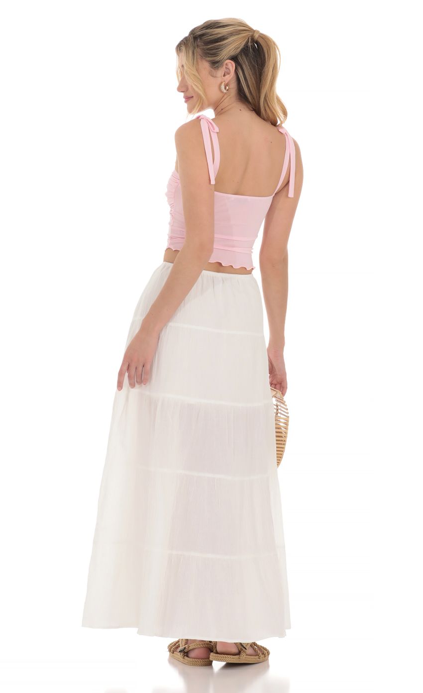 Picture Flowy Maxi Skirt in White. Source: https://media-img.lucyinthesky.com/data/Apr24/850xAUTO/6a7c6b2a-ac7d-4a8e-a090-fb760558aefe.jpg