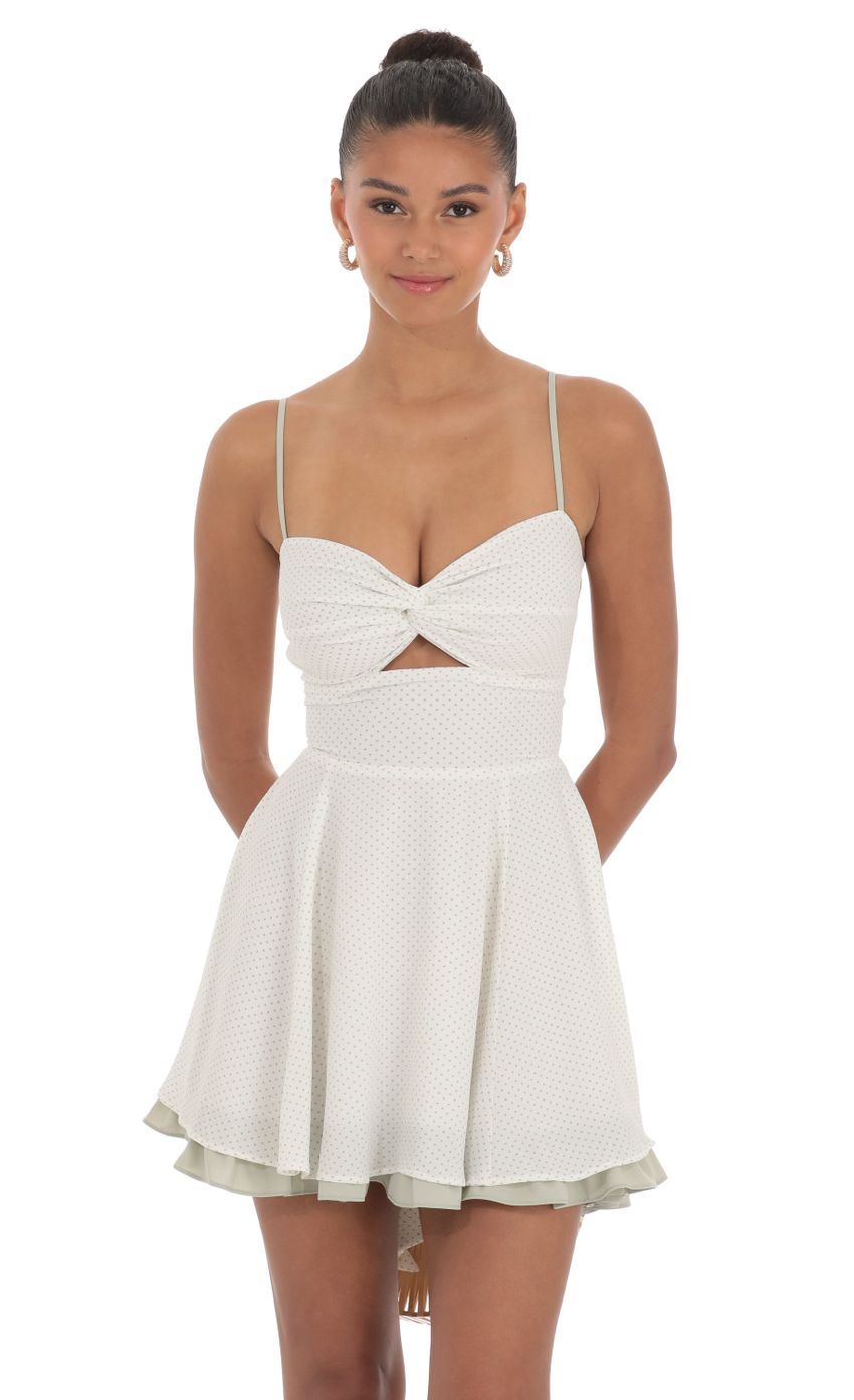 Picture Polka Dot Twist A-line Dress in White. Source: https://media-img.lucyinthesky.com/data/Apr24/850xAUTO/70c8ab67-c186-455b-ba62-f44166d82973.jpg