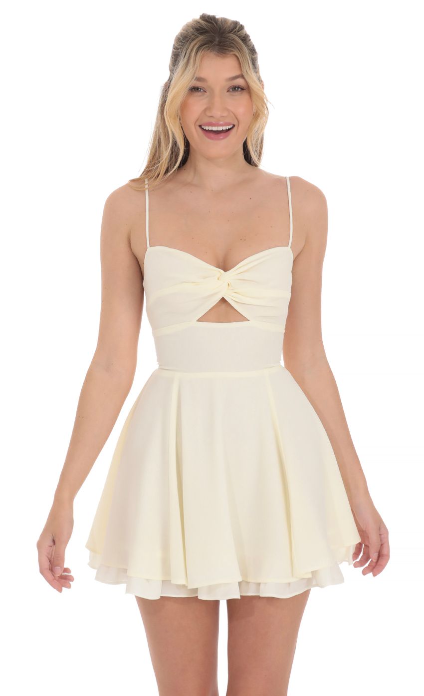 Picture Twist A-line Dress in Pastel Yellow. Source: https://media-img.lucyinthesky.com/data/Apr24/850xAUTO/76229307-d858-4e67-bb81-5eb64907a8c7.jpg
