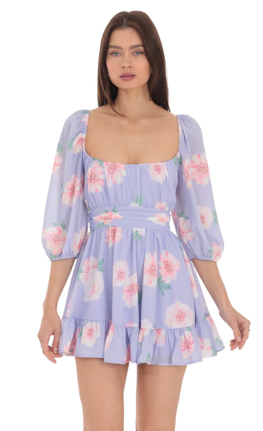 Picture Floral Ruffle Dress in Lavender. Source: https://media-img.lucyinthesky.com/data/Apr24/850xAUTO/7f171813-8a05-4148-88c1-19a740a7828f.jpg