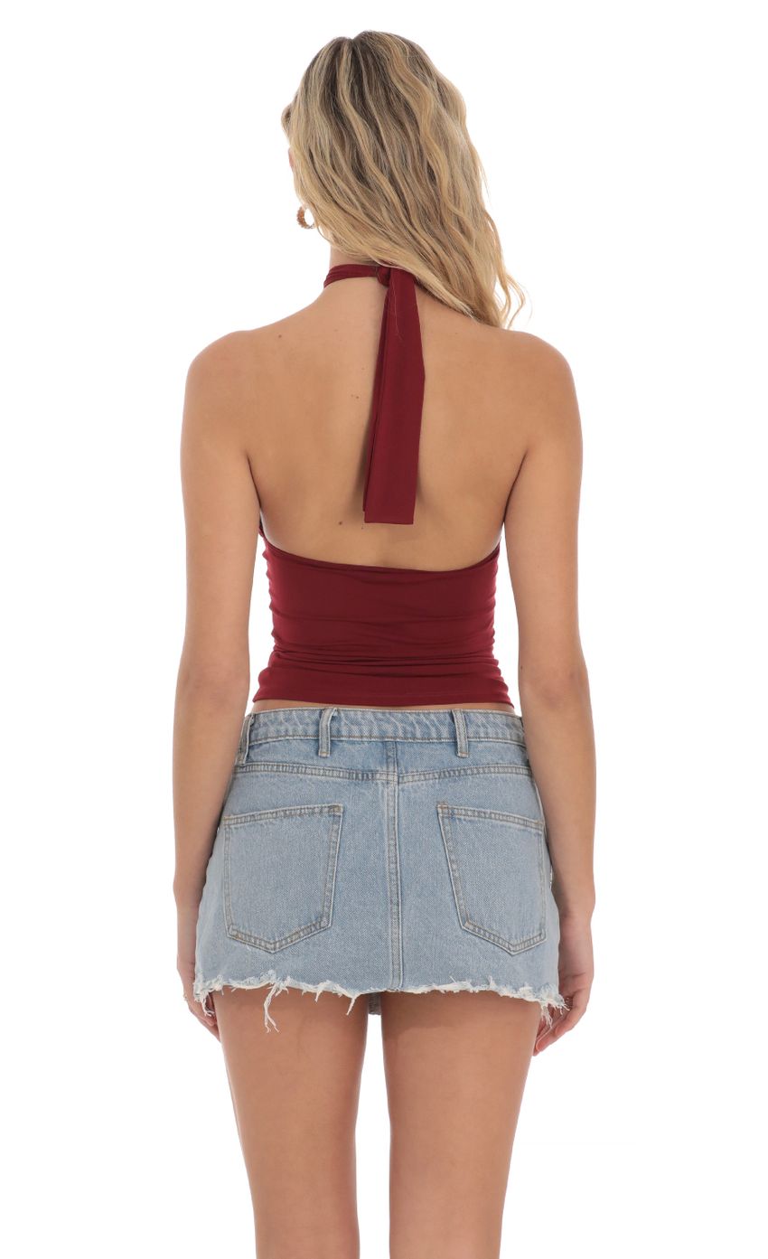 Picture Cross Neck Halter Top in Maroon. Source: https://media-img.lucyinthesky.com/data/Apr24/850xAUTO/8afcfb95-bcf3-45db-ab18-5024ff31ded1.jpg