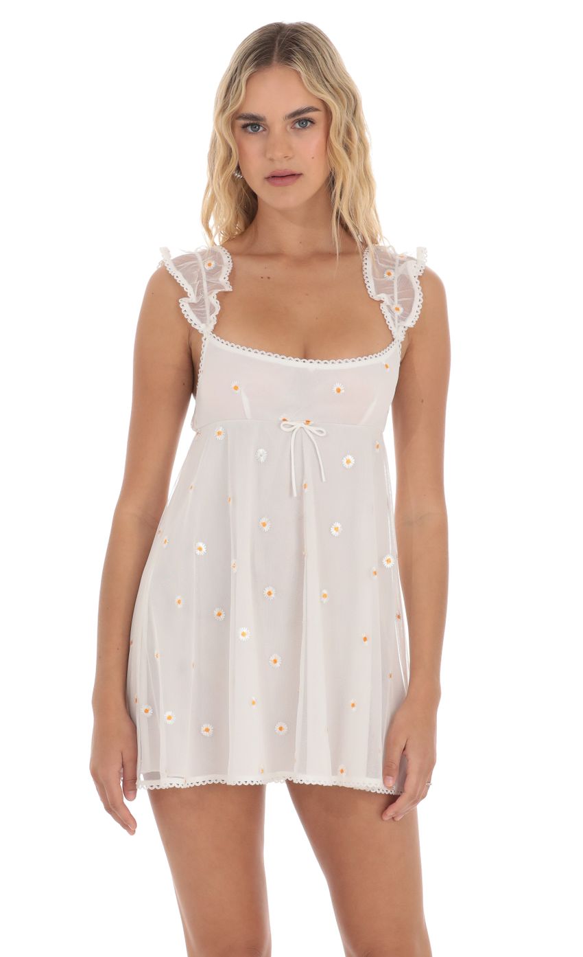 Picture Mesh Floral Babydoll Dress in White. Source: https://media-img.lucyinthesky.com/data/Apr24/850xAUTO/8ca8b562-6315-445f-b195-19015c00ea4c.jpg