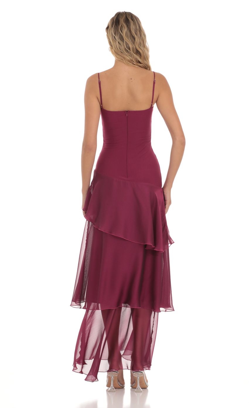 Picture Long Ruffle Maxi Dress in Plum. Source: https://media-img.lucyinthesky.com/data/Apr24/850xAUTO/8d2536a4-77df-46d5-b543-337454a14d6e.jpg