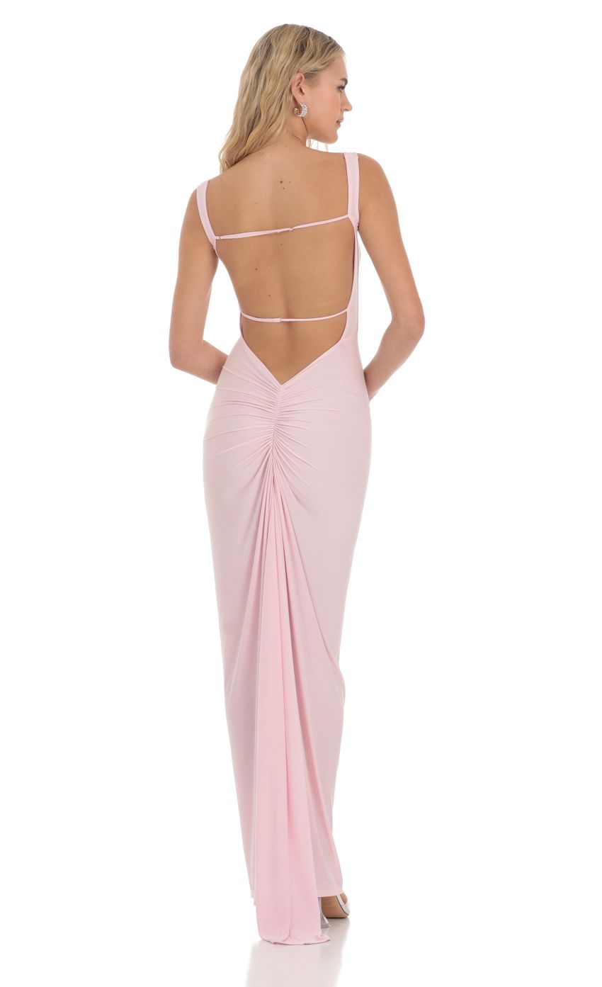 Picture Square Neck Open Back Maxi Dress in Pink. Source: https://media-img.lucyinthesky.com/data/Apr24/850xAUTO/9a0d7759-ba22-413e-befc-aedad94a3e74.jpg
