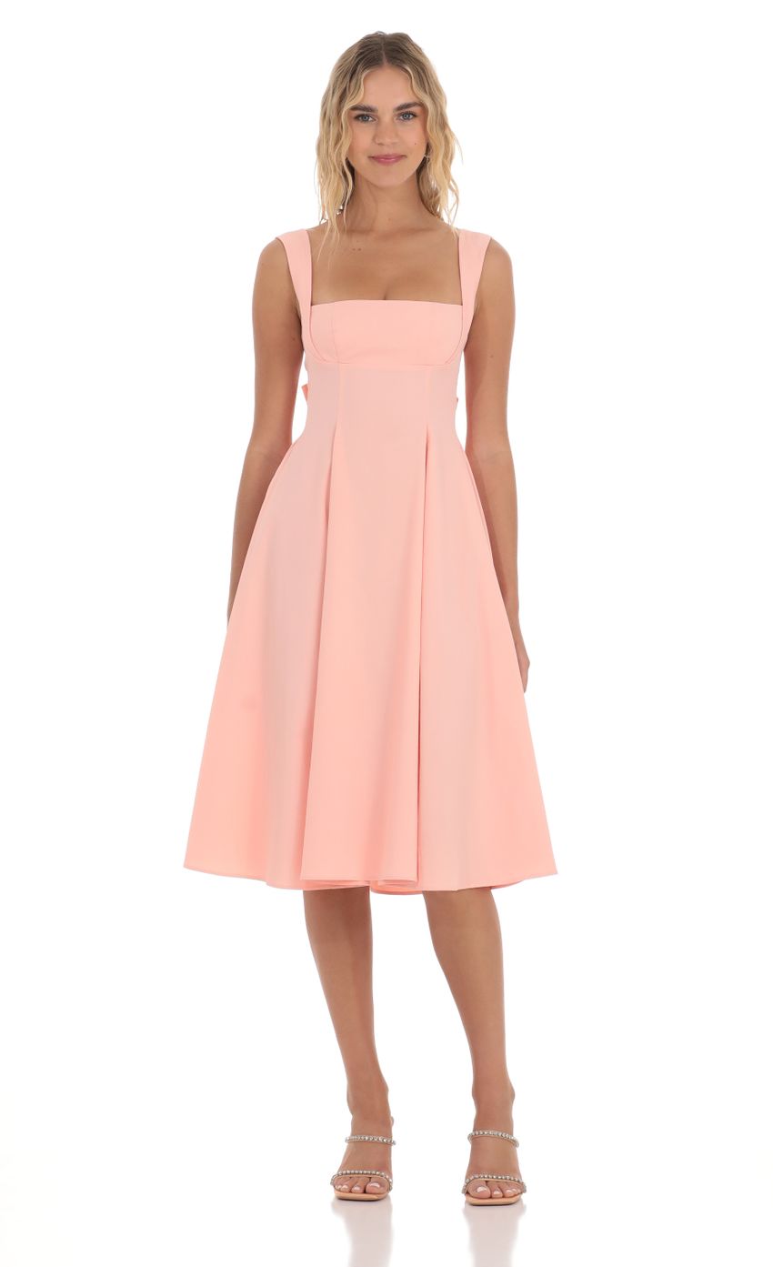 Picture Square Neck Flare Midi Dress in Pink. Source: https://media-img.lucyinthesky.com/data/Apr24/850xAUTO/9abb8446-8904-4c6c-92d3-815159a27bf2.jpg