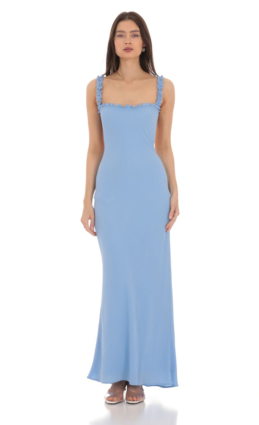 Picture Square Neck Ruffle Strap Maxi Dress in Blue. Source: https://media-img.lucyinthesky.com/data/Apr24/850xAUTO/9c943a2a-5042-447a-8dcd-6fcbbffbb9e2.jpg
