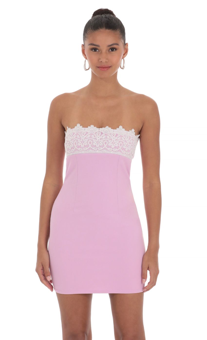 Picture Strapless Lace Bust Dress in Pink. Source: https://media-img.lucyinthesky.com/data/Apr24/850xAUTO/9ea4e4fc-3421-46a2-a674-e2d1bd6827a1.jpg