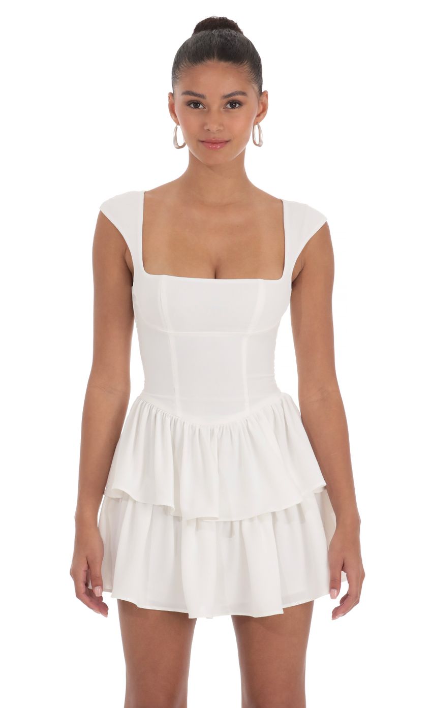 Picture Wide Strap Ruffle Dress in White. Source: https://media-img.lucyinthesky.com/data/Apr24/850xAUTO/ae3aaa51-a284-4348-a7f3-041428be53ef.jpg