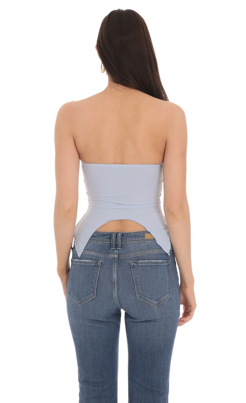 Picture Strapless Ruched Top in Powder Blue. Source: https://media-img.lucyinthesky.com/data/Apr24/850xAUTO/af502fb6-3622-4028-8e18-7552c927c629.jpg