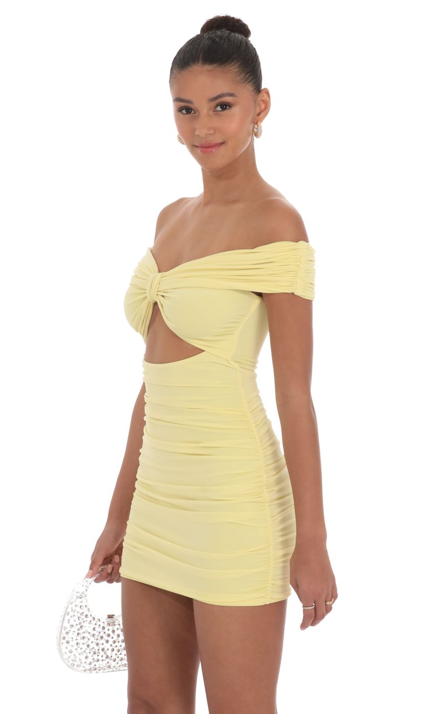 Picture Off Shoulder Cutout Bodycon Dress in Yellow. Source: https://media-img.lucyinthesky.com/data/Apr24/850xAUTO/afcbe2b0-8015-436c-a2e4-ef6756c929c5.jpg