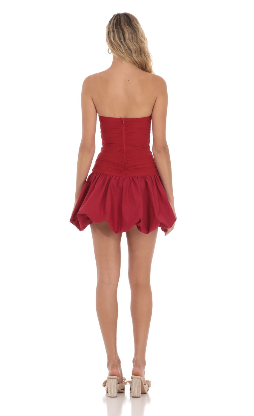 Picture Strapless Bubble Dress in Red. Source: https://media-img.lucyinthesky.com/data/Apr24/850xAUTO/b18f75e5-415f-4c3b-b822-72ca38bb2727.jpg