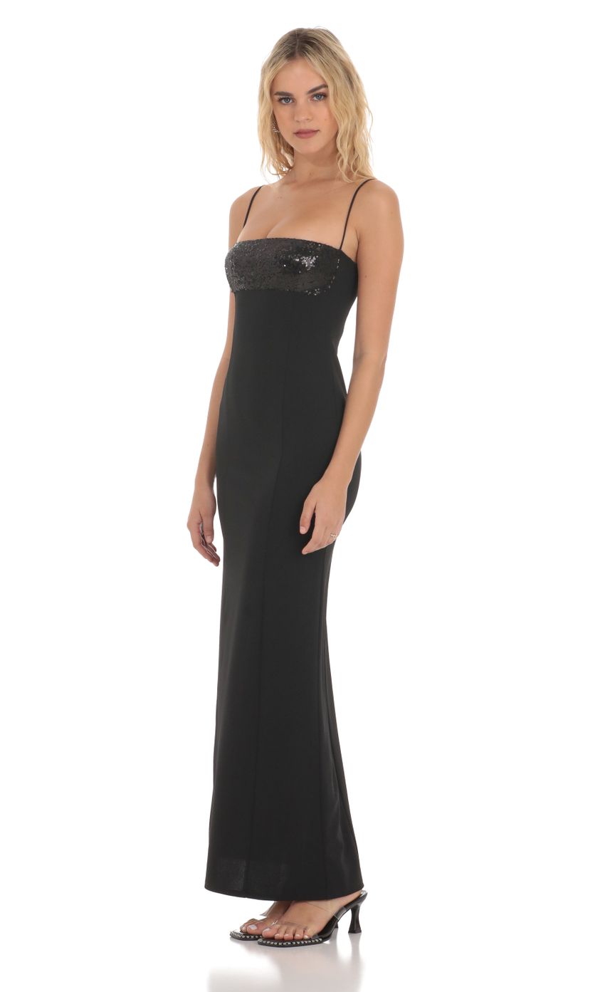 Picture Sequin Square Neck Maxi Dress in Black. Source: https://media-img.lucyinthesky.com/data/Apr24/850xAUTO/b3f929c9-17a0-4322-9f42-132d64cc8624.jpg