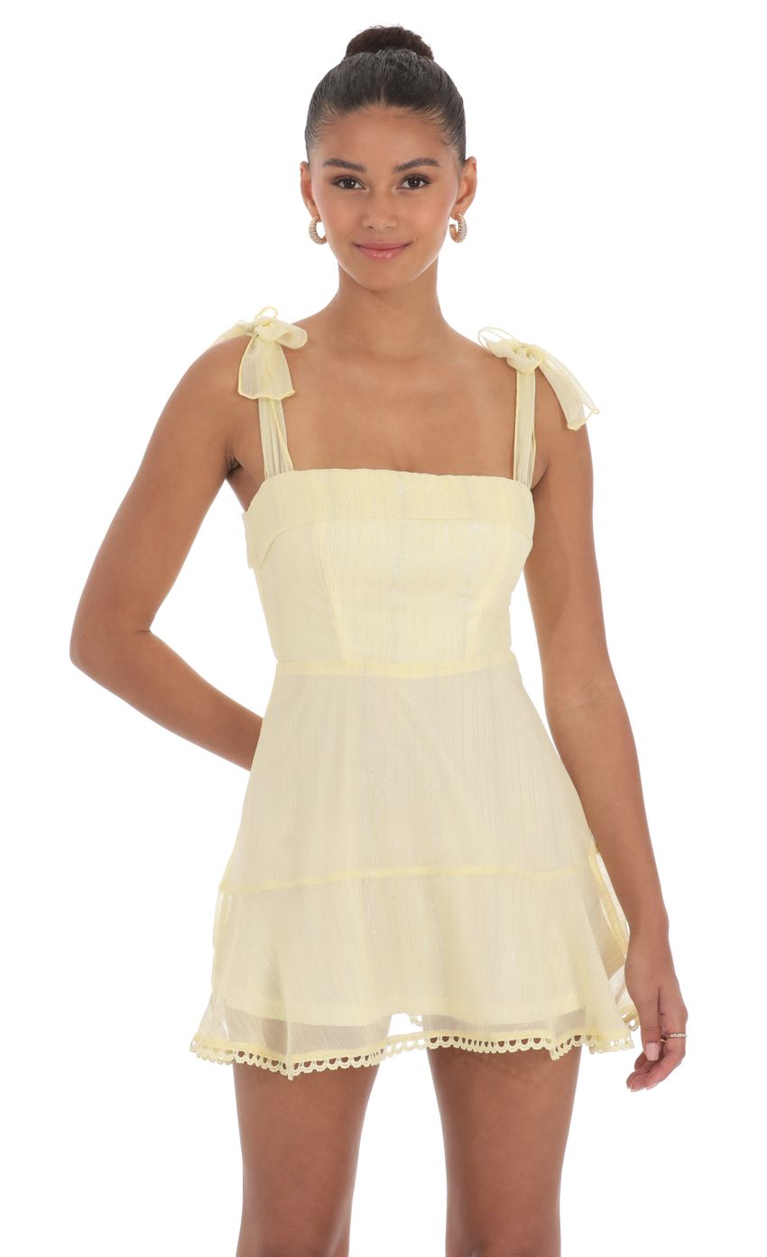 Picture Shimmer Striped A-line Dress in Yellow. Source: https://media-img.lucyinthesky.com/data/Apr24/850xAUTO/c5e56600-eefa-48eb-beee-41f32f57b155.jpg