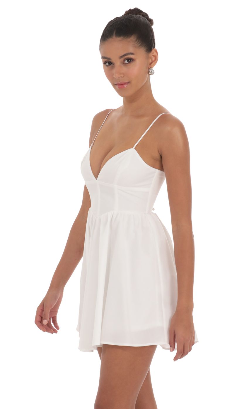 Picture Corset Fit and Flare Dress in White. Source: https://media-img.lucyinthesky.com/data/Apr24/850xAUTO/c6f1a8ca-36c4-4e42-af7b-0902b5aab576.jpg