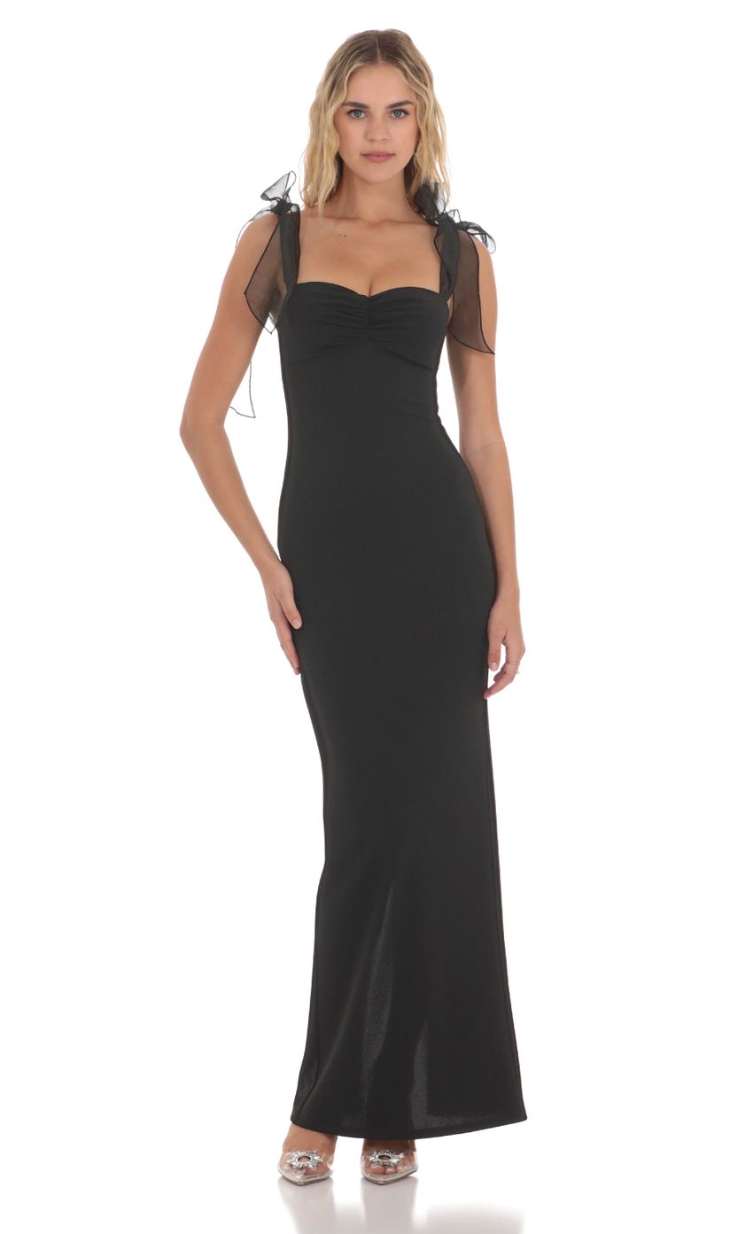 Picture Shoulder Ties Maxi Dress in Black. Source: https://media-img.lucyinthesky.com/data/Apr24/850xAUTO/c836ec2f-959f-4120-b09a-1f726635c93a.jpg