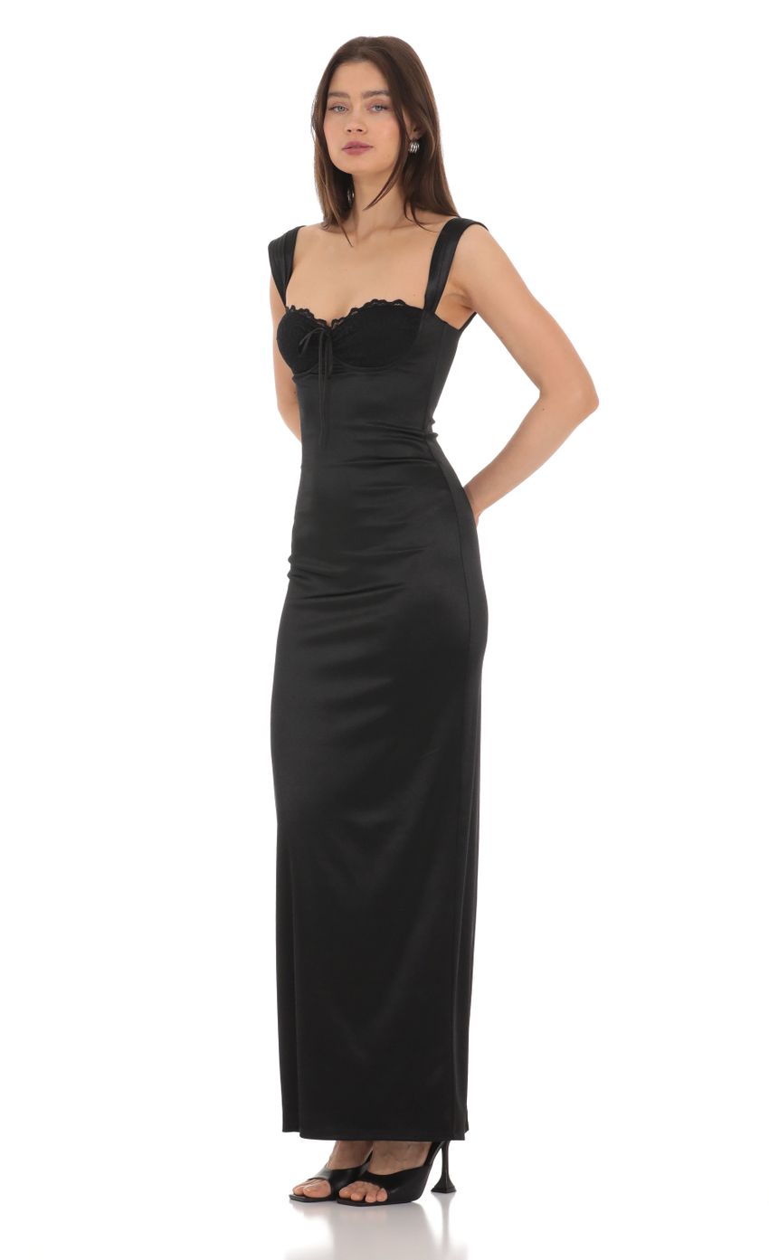 Picture Satin Lace Maxi Dress in Black. Source: https://media-img.lucyinthesky.com/data/Apr24/850xAUTO/dac9bd06-0213-4723-8468-54cc5ec60f4d.jpg