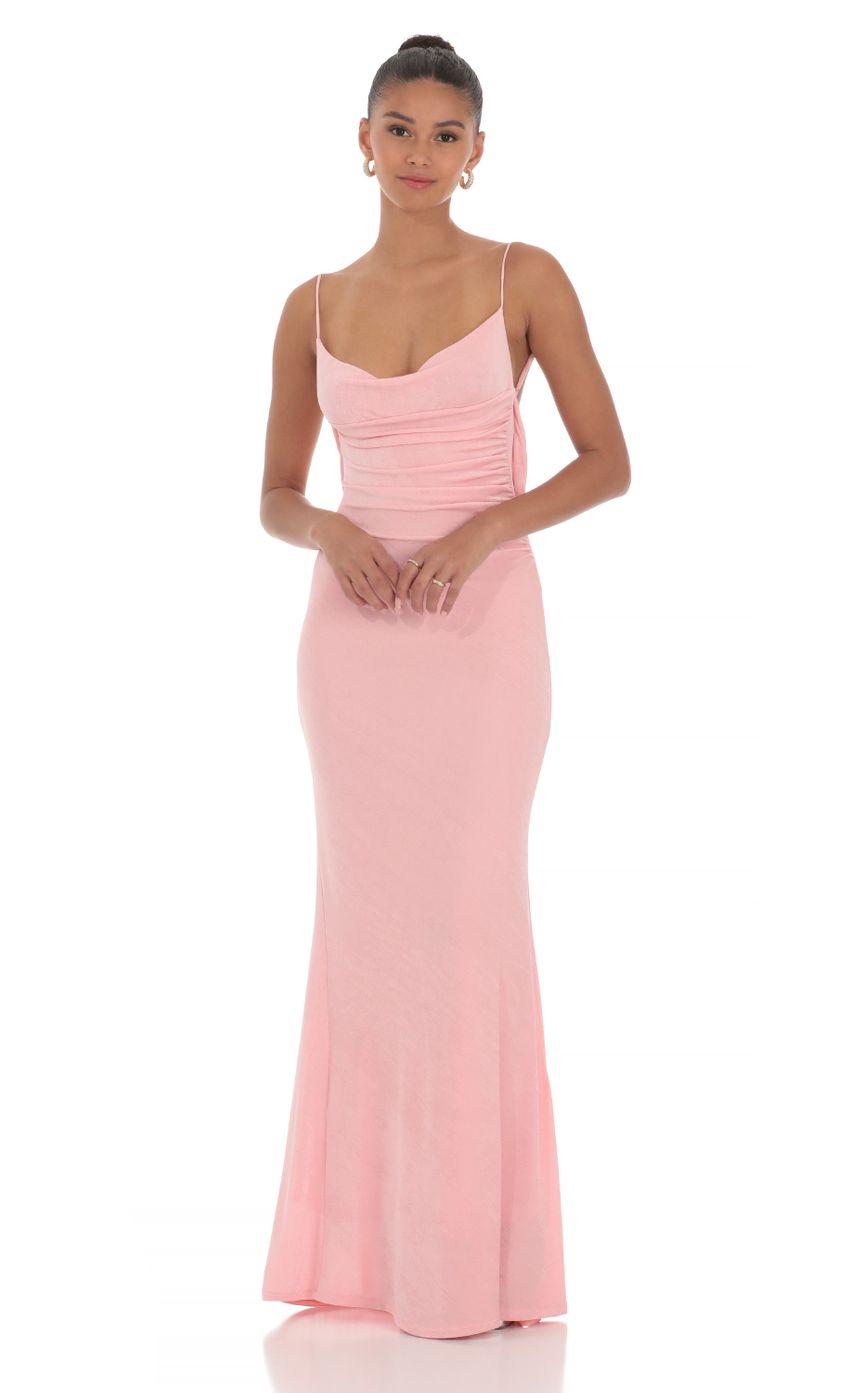 Picture Lace Open Back Maxi Dress in Pink. Source: https://media-img.lucyinthesky.com/data/Apr24/850xAUTO/dc9b7ecc-bc4e-4c94-88fd-531ee62c3fcb.jpg