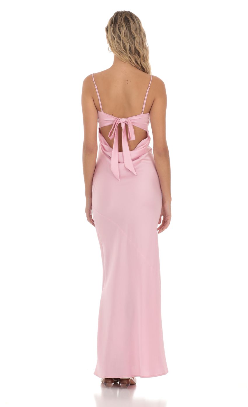 Picture Satin Open Back Maxi Dress in Pink. Source: https://media-img.lucyinthesky.com/data/Apr24/850xAUTO/f7da208d-67d6-4201-b7f0-ef8bcb665fe7.jpg