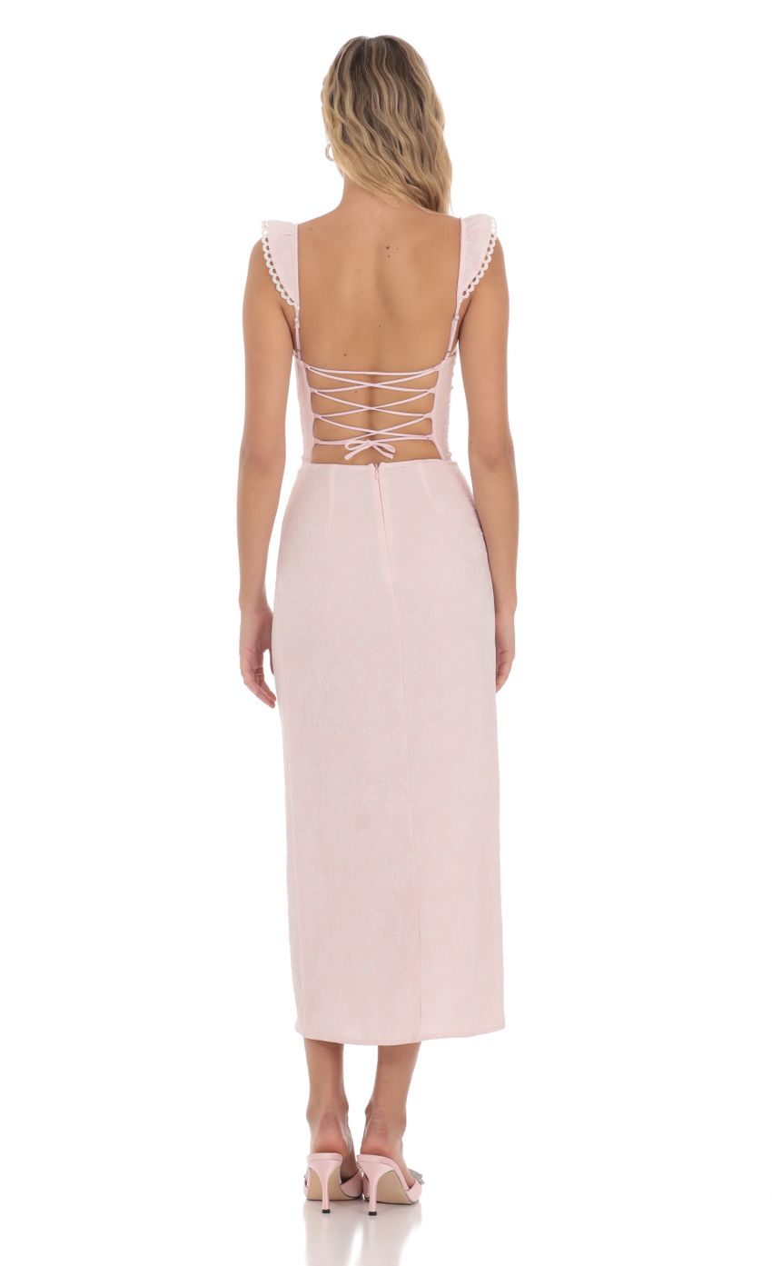 Picture Jacquard Embroidered Strap Midi Dress in Pink. Source: https://media-img.lucyinthesky.com/data/Apr24/850xAUTO/faa8d444-d3bd-405a-bbaf-66d46b682b8f.jpg
