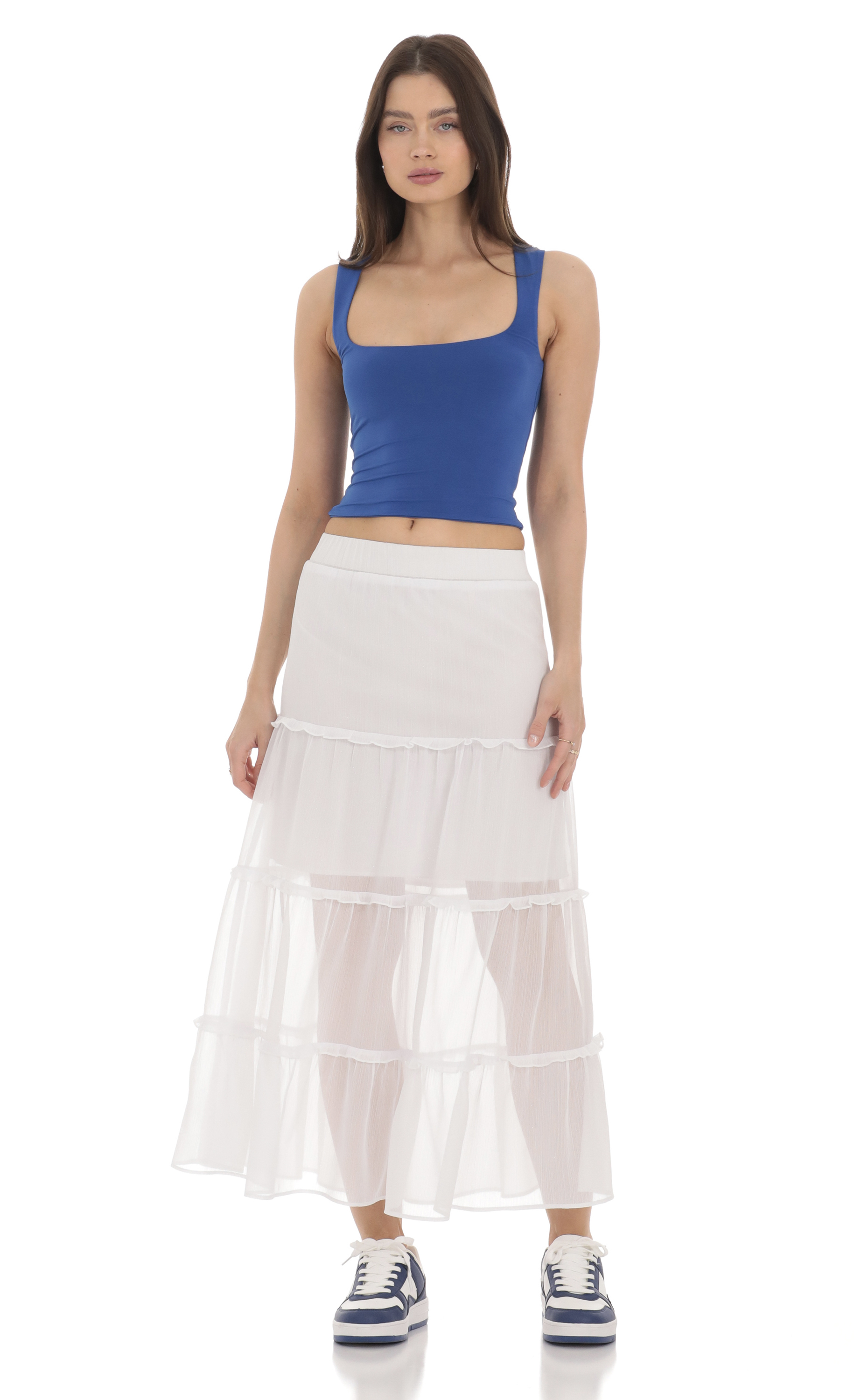 Shimmer Maxi Skirt in White