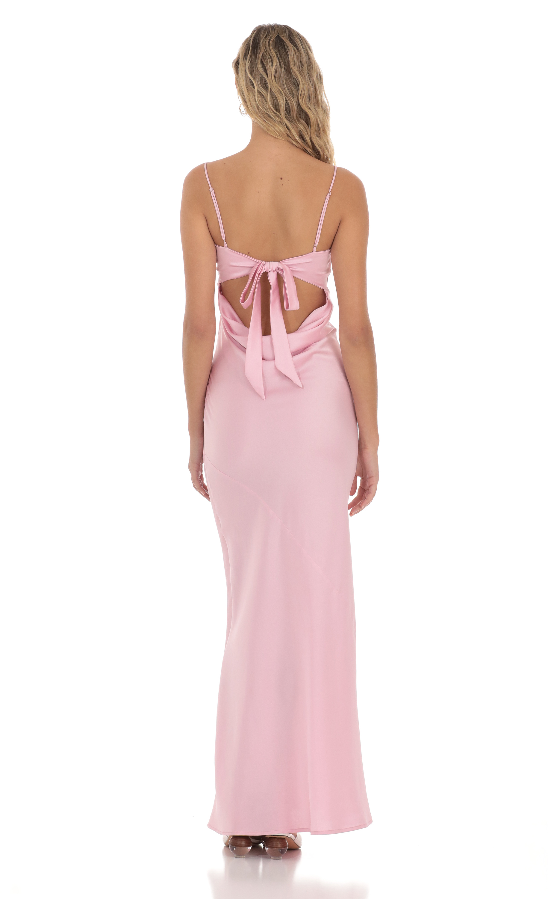 chinese dress ladies A-Line Pink Satin Open Back Sleeveless Prom Dress with Beading US16 / Custom Color main image 0