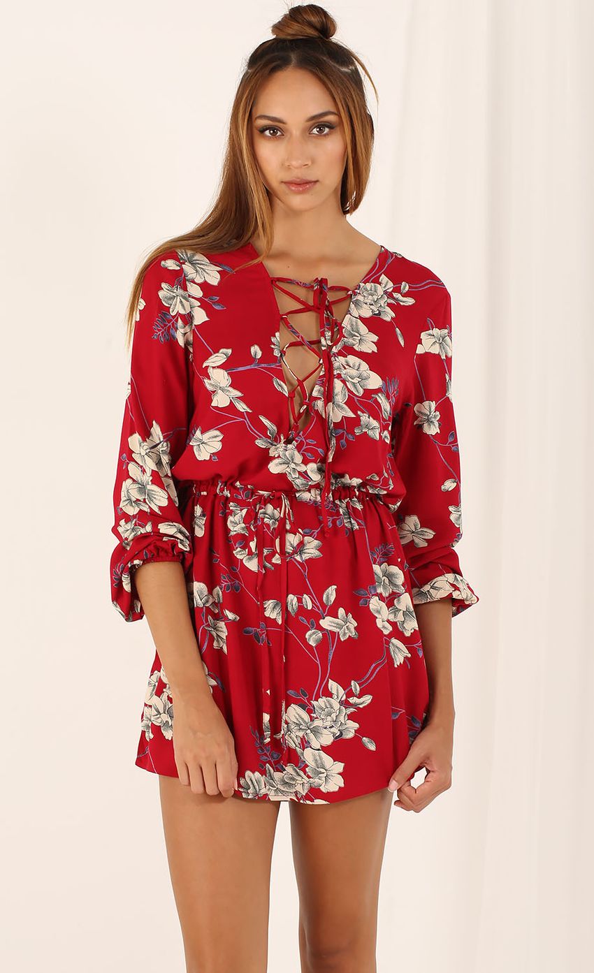 Picture Long Sleeve Laced Floral Dress with Tied Waist. Source: https://media-img.lucyinthesky.com/data/Aug15_2/850xAUTO/0Y5A1262.JPG