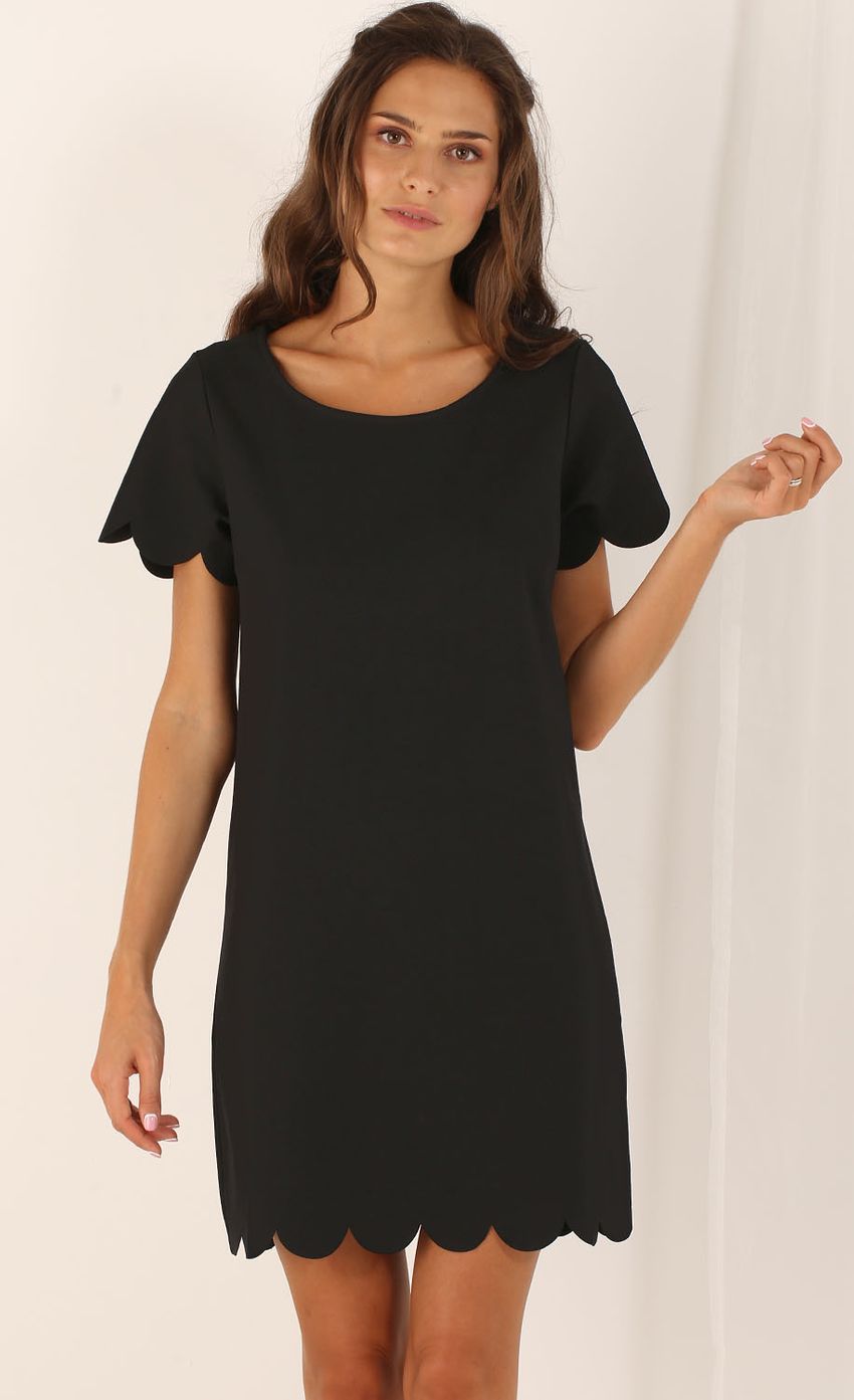 Picture Scalloped Shift Dress in Black. Source: https://media-img.lucyinthesky.com/data/Aug15_2/850xAUTO/0Y5A3945.JPG
