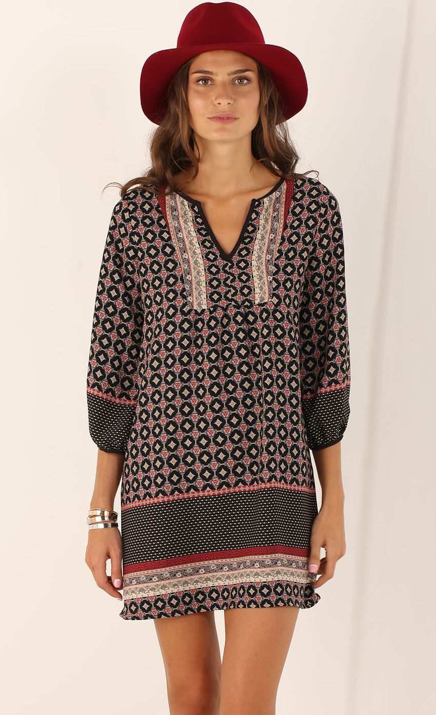 Picture 3/4 Sleeve Boho Shift Dress. Source: https://media-img.lucyinthesky.com/data/Aug15_2/850xAUTO/0Y5A4452.JPG