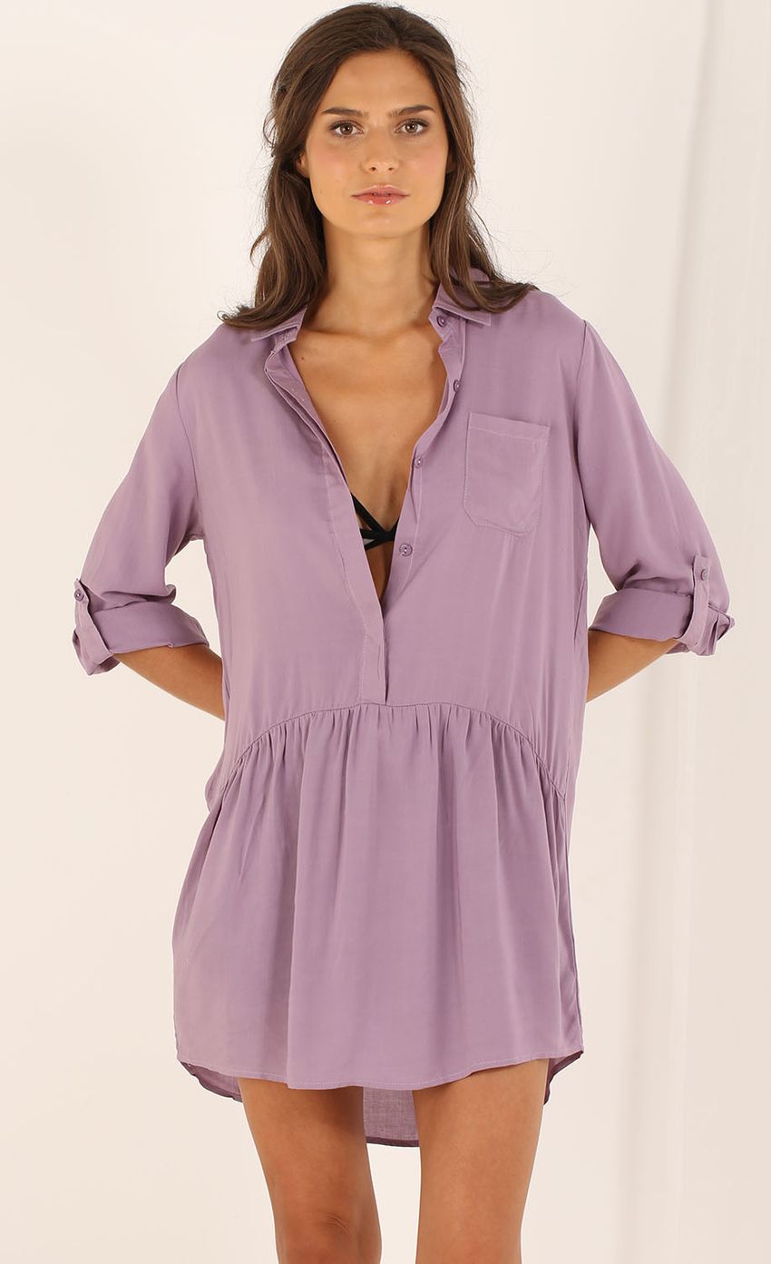 Picture Collared Button-Down Dress in Lavender. Source: https://media-img.lucyinthesky.com/data/Aug15_2/850xAUTO/0Y5A6975.JPG