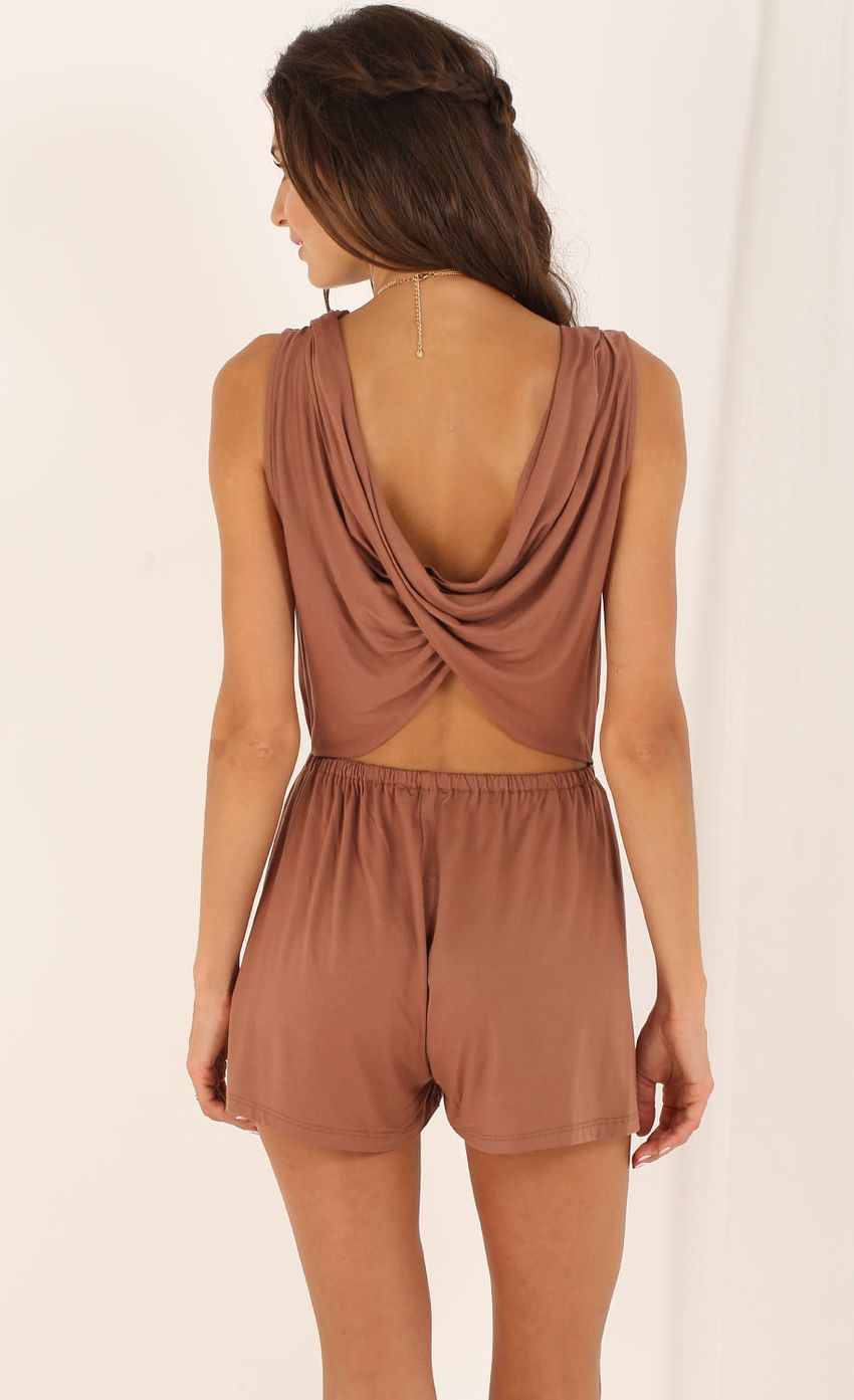 Picture Cowl Back Playsuit in Brown. Source: https://media-img.lucyinthesky.com/data/Aug15_2/850xAUTO/0Y5A8939.JPG