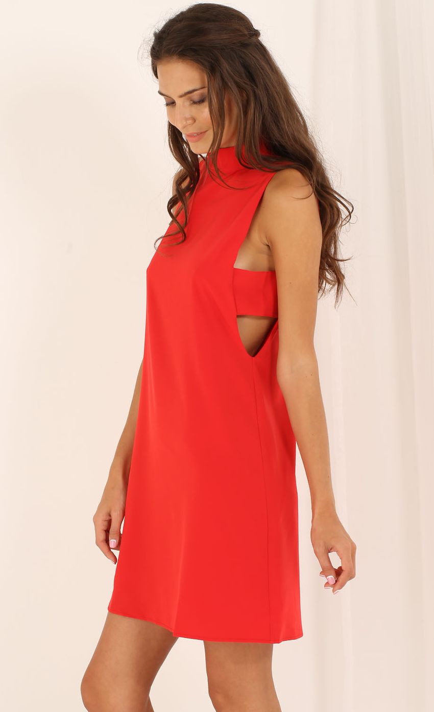 Picture Sleeveless High Neck Sheath Dress in Red. Source: https://media-img.lucyinthesky.com/data/Aug15_2/850xAUTO/0Y5A9869.JPG