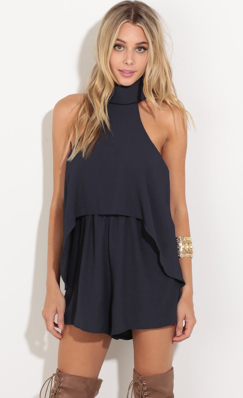 Picture High Neck Romper In Navy Blue. Source: https://media-img.lucyinthesky.com/data/Aug16_1/850xAUTO/0Y5A1263.JPG