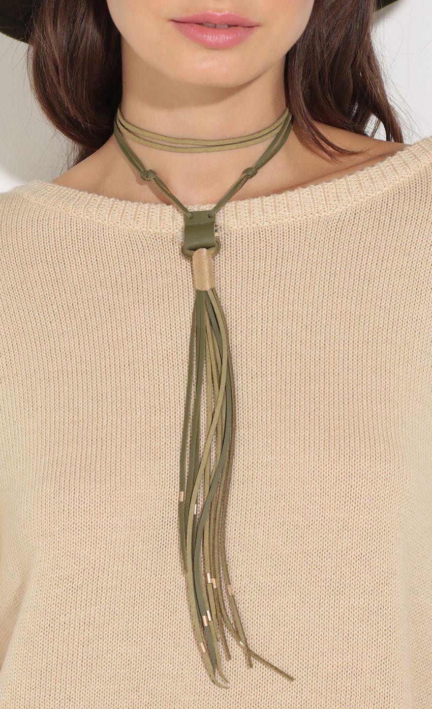 Picture Gemstone Tassel Choker In Olive. Source: https://media-img.lucyinthesky.com/data/Aug16_1/850xAUTO/0Y5A1538.JPG