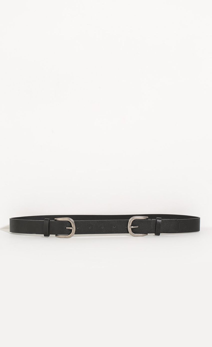 Picture Faux Leather Double Buckle Belt In Black. Source: https://media-img.lucyinthesky.com/data/Aug16_1/850xAUTO/0Y5A3308.JPG