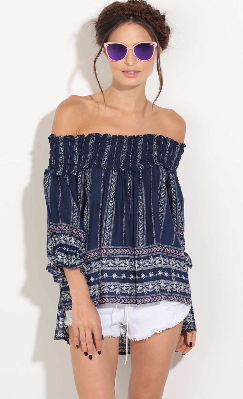 Picture Bohemian Stripe Top In Blue. Source: https://media-img.lucyinthesky.com/data/Aug16_1/850xAUTO/0Y5A6169.JPG