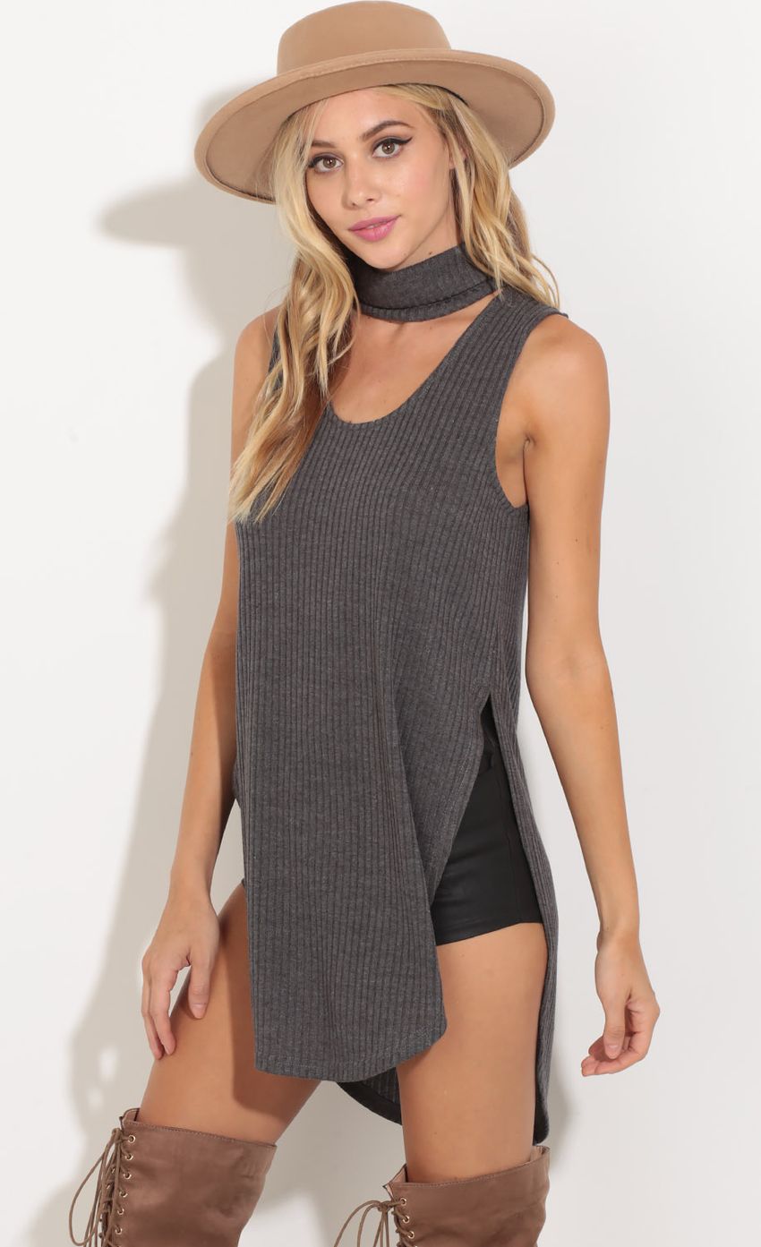 Picture High Neck Knit Top In Charcoal. Source: https://media-img.lucyinthesky.com/data/Aug16_1/850xAUTO/0Y5A8515.JPG