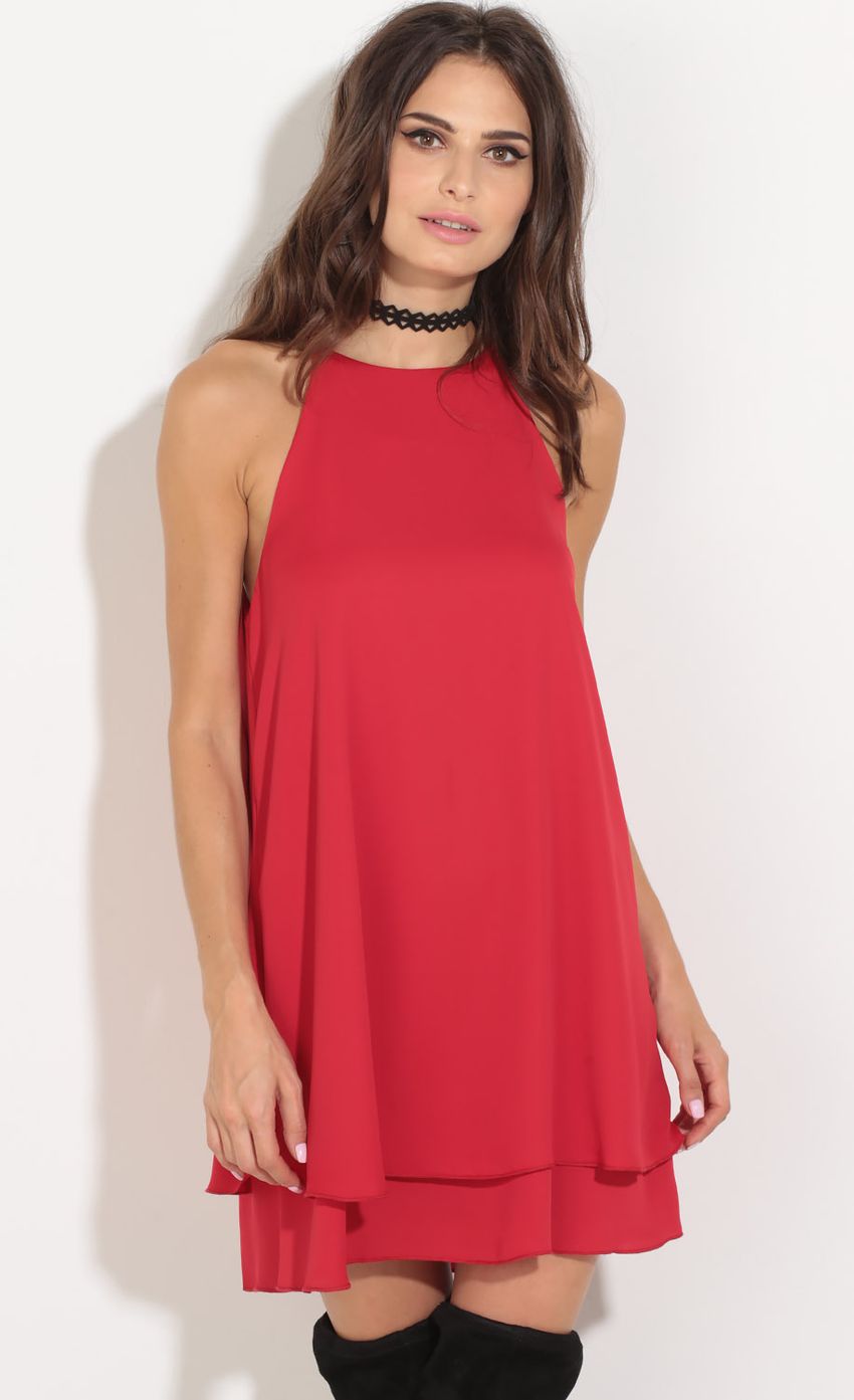 Picture Halter Shift Dress In Cherry Red. Source: https://media-img.lucyinthesky.com/data/Aug16_1/850xAUTO/0Y5A8622.JPG