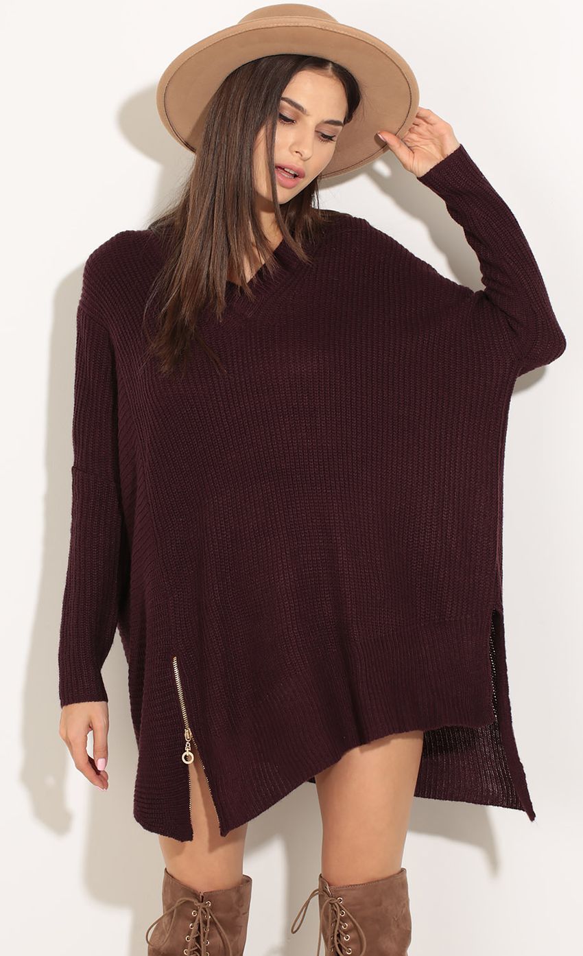 Picture Zipper Detail Knit Jumper In Wine. Source: https://media-img.lucyinthesky.com/data/Aug16_2/850xAUTO/0Y5A6010.JPG