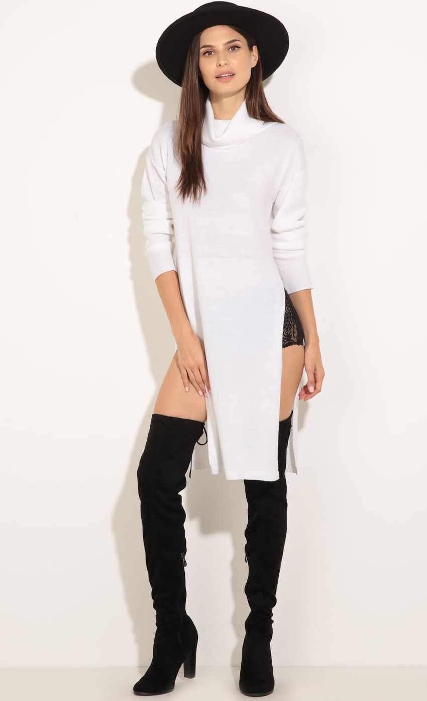 Picture High Neck Split Hem Jumper In White. Source: https://media-img.lucyinthesky.com/data/Aug16_2/850xAUTO/0Y5A6874.JPG