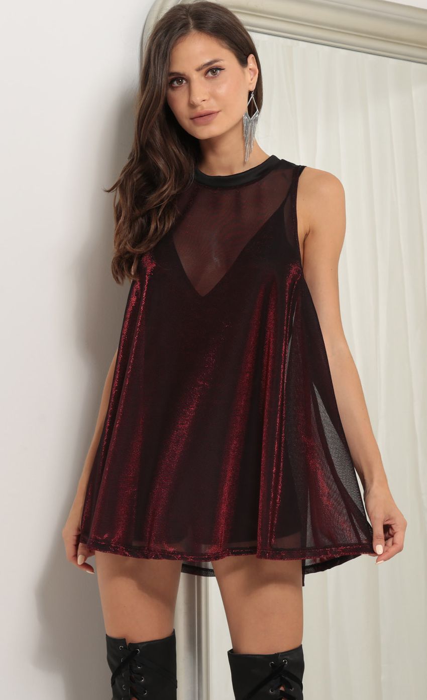 Picture Sheer Shift Dress In Shimmer Red. Source: https://media-img.lucyinthesky.com/data/Aug17_1/850xAUTO/0Y5A9906.JPG