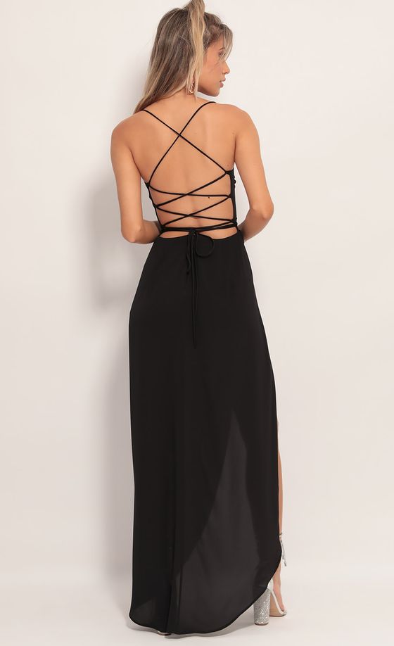 Chiffon Luxe Maxi Dress in Black