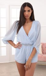 Picture Gia Balloon Sleeve Romper in Blue Dots. Source: https://media-img.lucyinthesky.com/data/Aug20_1/150xAUTO/781A0126.JPG