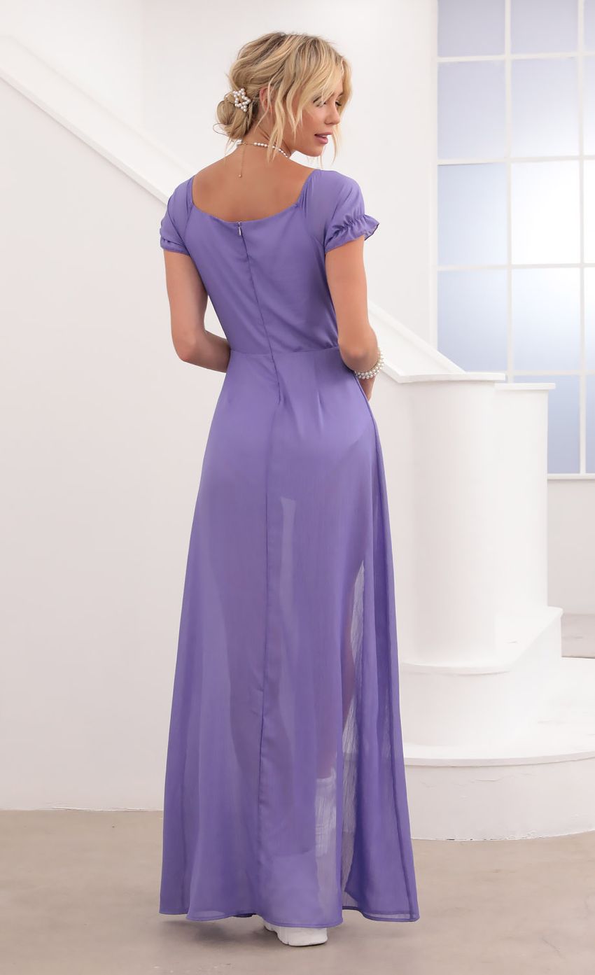 Picture Aida Puff Sleeve Maxi in Purple. Source: https://media-img.lucyinthesky.com/data/Aug20_1/850xAUTO/781A7367.JPG