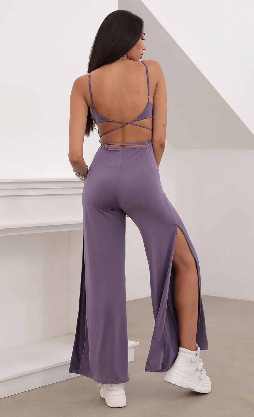 Picture Ruched Cup Jumpsuit in Stretchy Purple. Source: https://media-img.lucyinthesky.com/data/Aug20_2/850xAUTO/781A5810.JPG