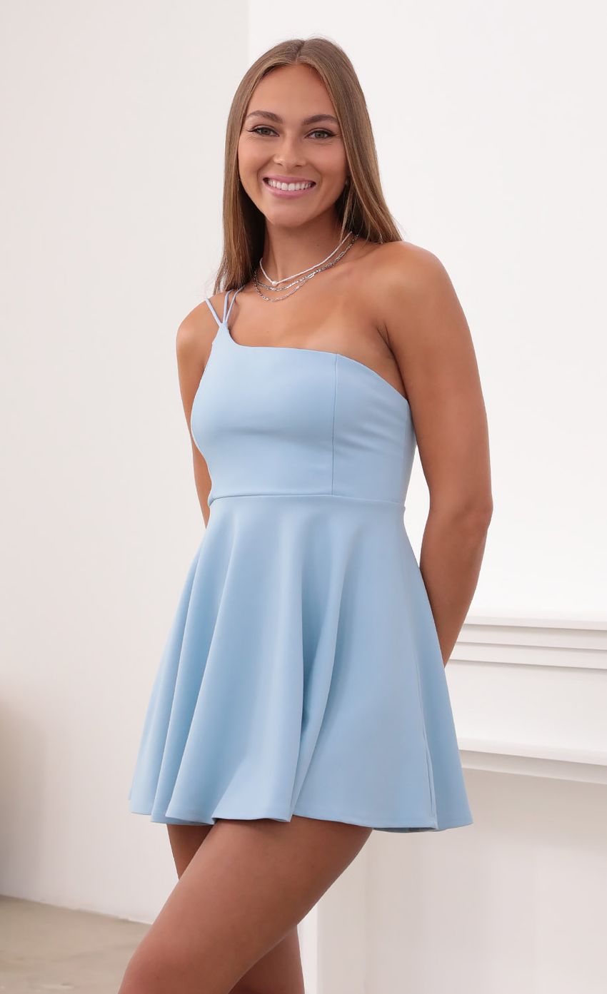 Picture One Shoulder Dress in Baby Blue. Source: https://media-img.lucyinthesky.com/data/Aug21_1/850xAUTO/1V9A0035.JPG
