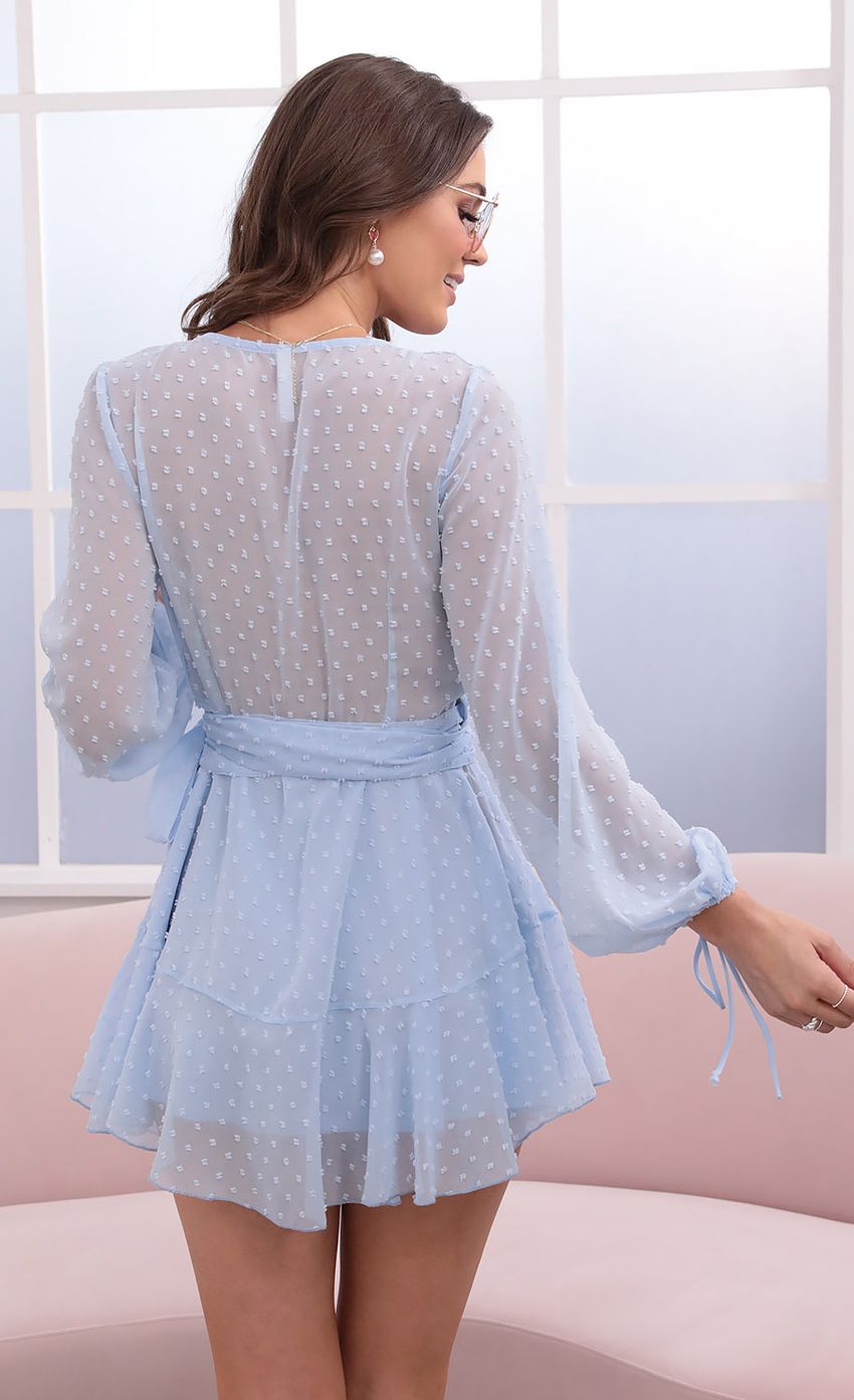 Picture Ruffle Wrap Dress in Baby Blue. Source: https://media-img.lucyinthesky.com/data/Aug21_1/850xAUTO/1V9A2239.JPG