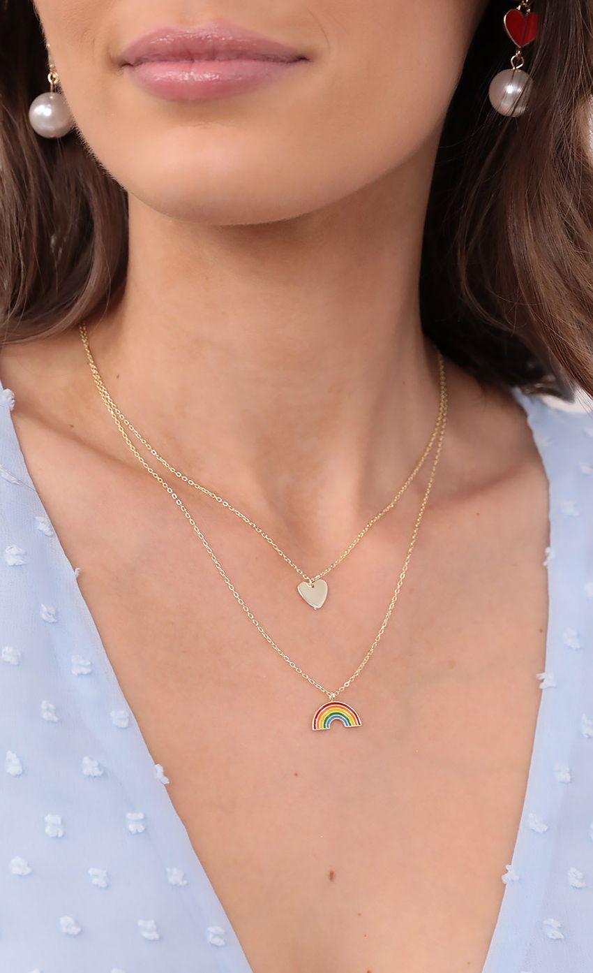 Picture Luck Of The Rainbow Necklace in Gold. Source: https://media-img.lucyinthesky.com/data/Aug21_1/850xAUTO/1V9A2294.JPG