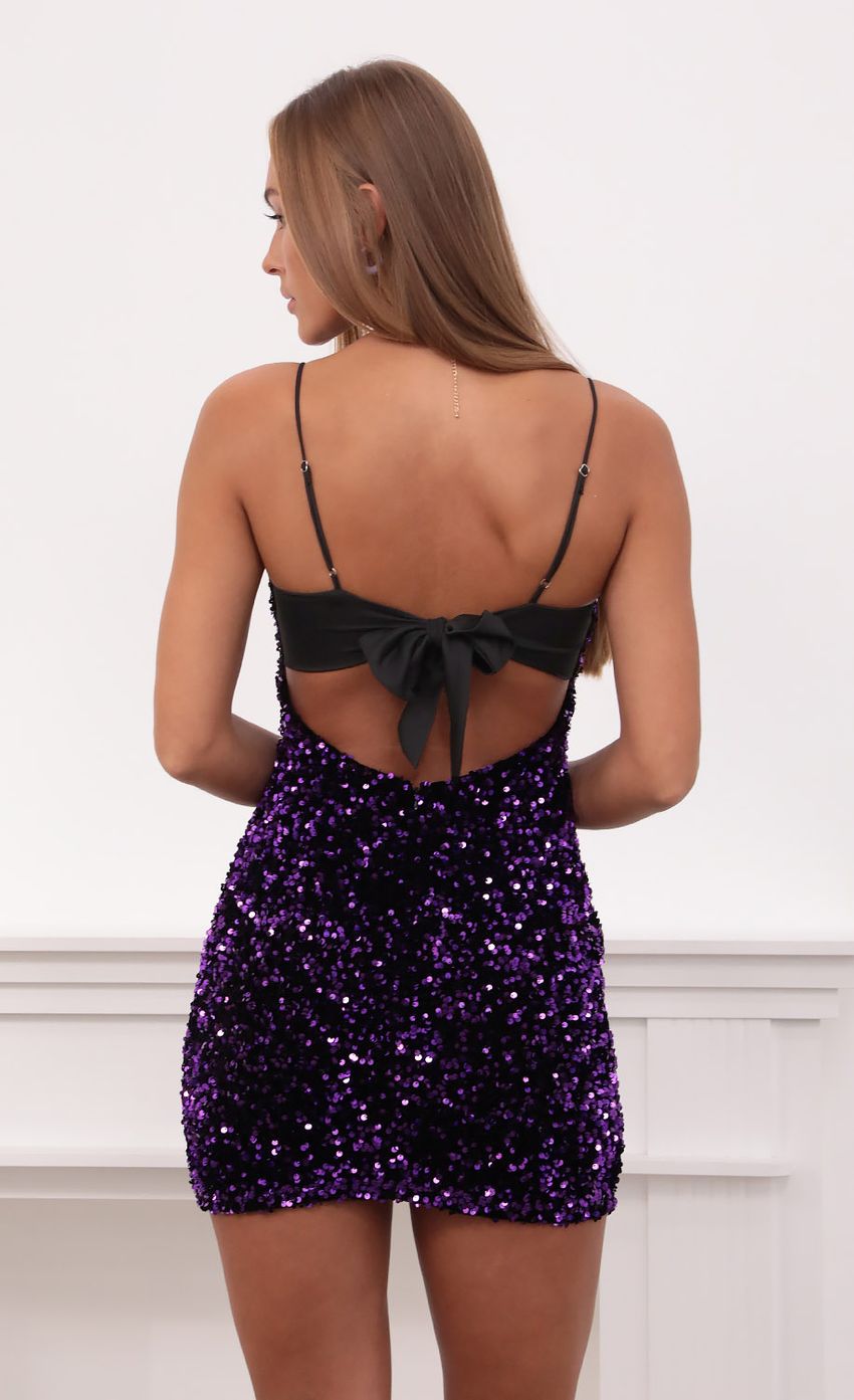Picture Sequin Velvet Dress in Purple. Source: https://media-img.lucyinthesky.com/data/Aug21_1/850xAUTO/1V9A3411.JPG