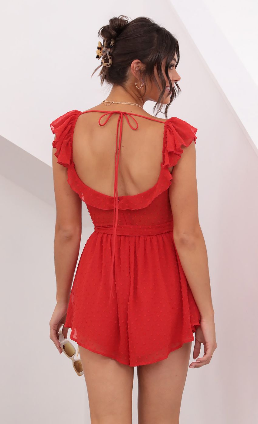 Picture Polka Dot Chiffon Romper in Red. Source: https://media-img.lucyinthesky.com/data/Aug21_1/850xAUTO/1V9A7958.JPG