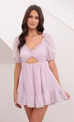 Picture Samantha Keyhole Cutout Dress in Lilac. Source: https://media-img.lucyinthesky.com/data/Aug21_2/150xAUTO/1V9A14801.JPG
